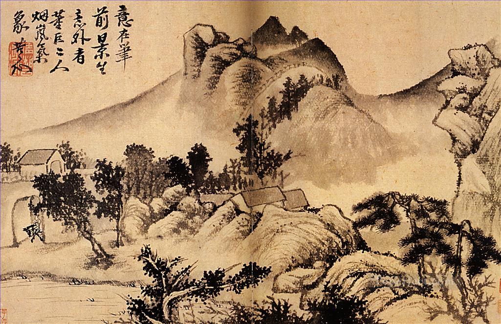 Shitao village at the foot of the mountains 1699 traditional China Oil Paintings
